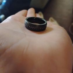 Titanium Carbide Ring W/ Blue sapphire