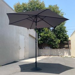 $70 (Brand New) Patio set (10ft umbrella and base stand) tilt crank, outdoor garden market, beige or red color