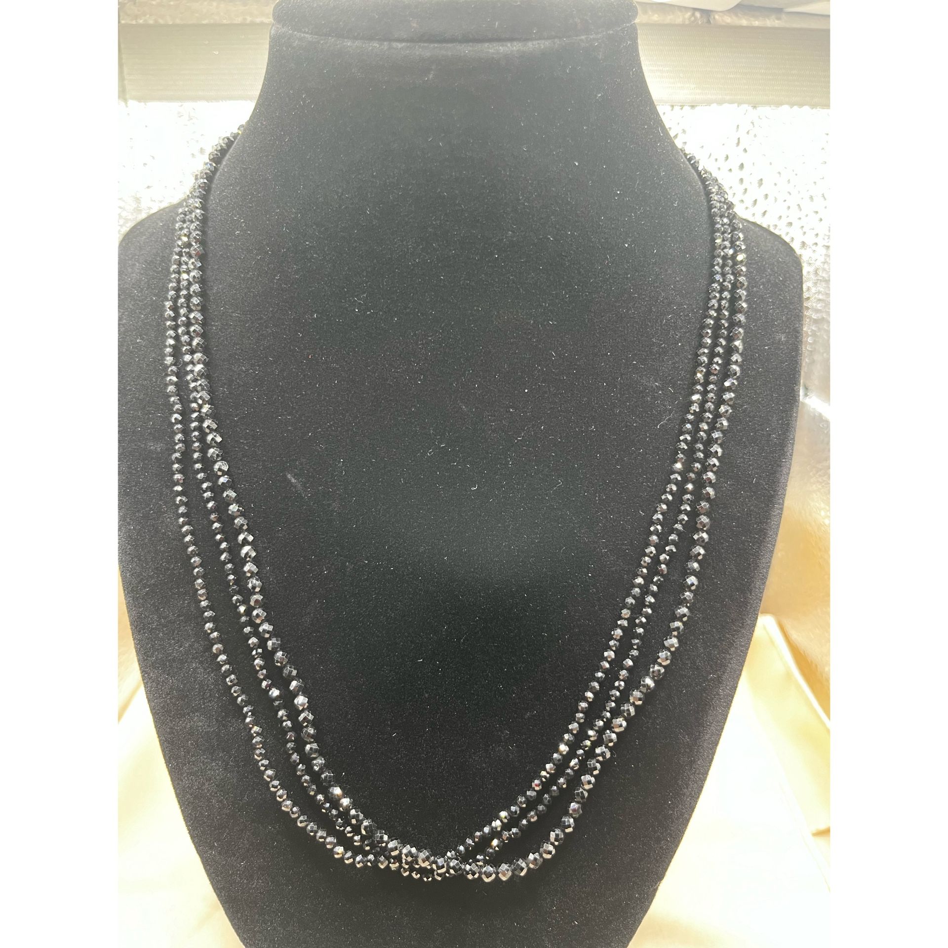 Black Spinel Necklace In 925 Silver