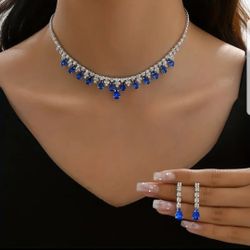 Navy Crystal Jewelry Set