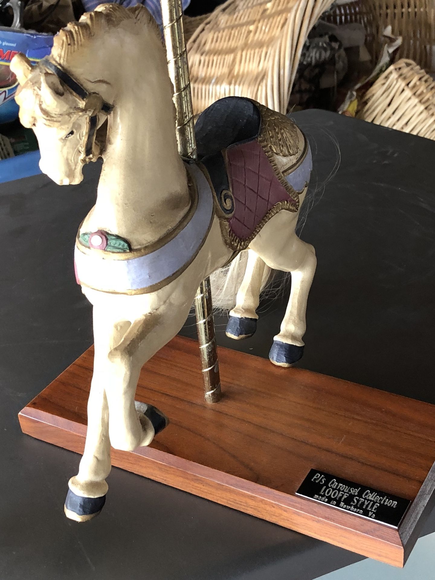10 Ins x 10 Ins PJ’S LOOF STYLE hand made, hand painted Carousel Horse, great condition vintage piece.