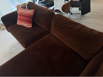 Article Sofa Sanders 85.5" Velvet Reversible Sectional - Plush Pacific Brown