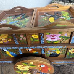 Hand Painted Costa  Rico  Bar Cart! 