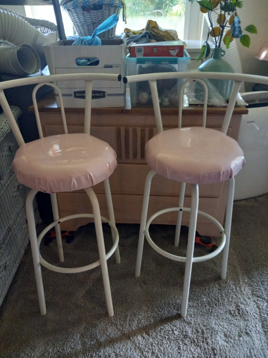 Pink And White Barstools