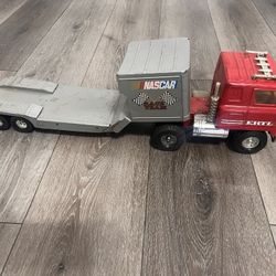 1979 ERTL NASCAR RACE TEAM PRESSED STEAL TRANSTAR SEMI & TRAILER HAULER VINTAGE 
