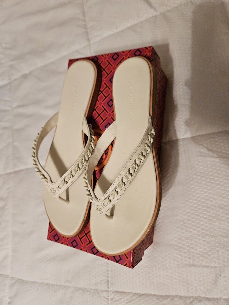 Tory Burch Ivory Leather Sandals