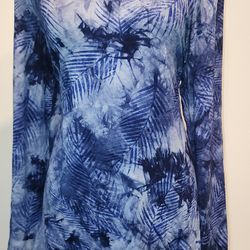 New Tie Dyed Blue Leaves Womens XL