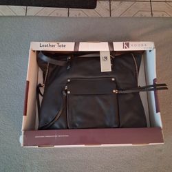 Kooba 12 Inch Black Leather Tote Bag Purse