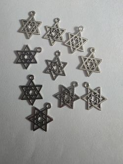 Silver Star of David Metal Charms – Set of 10