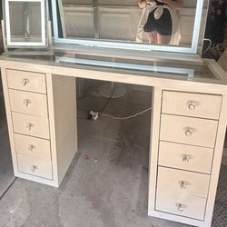 Beautiful Glass Top Vanity With Mirror 