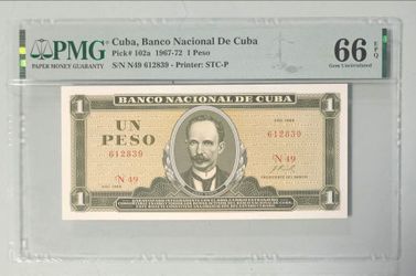1 peso 1967 cuba jose marti pmg 66