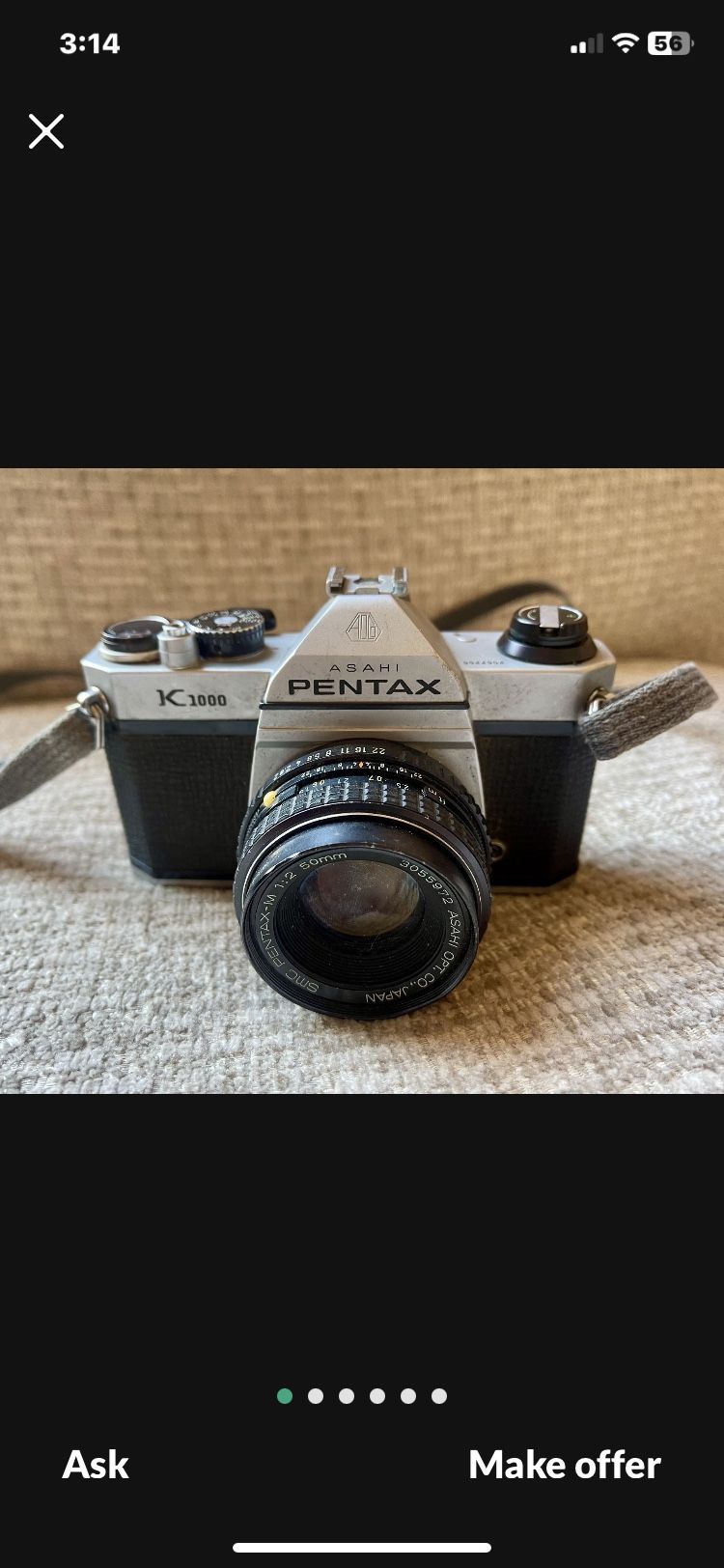 Vintage Asahi Pentax Pentax K1000 35mm SLR .$30