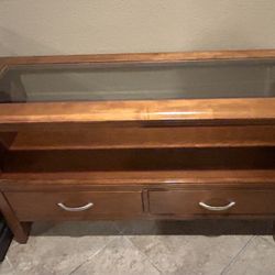 Wood Table With Glass Top