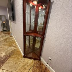Beautiful Lighted Display  Cabinet With Glass Doors 
