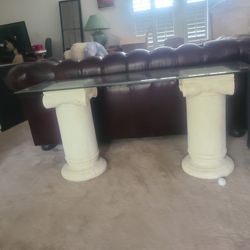 Greek/Roman Column Glass Table