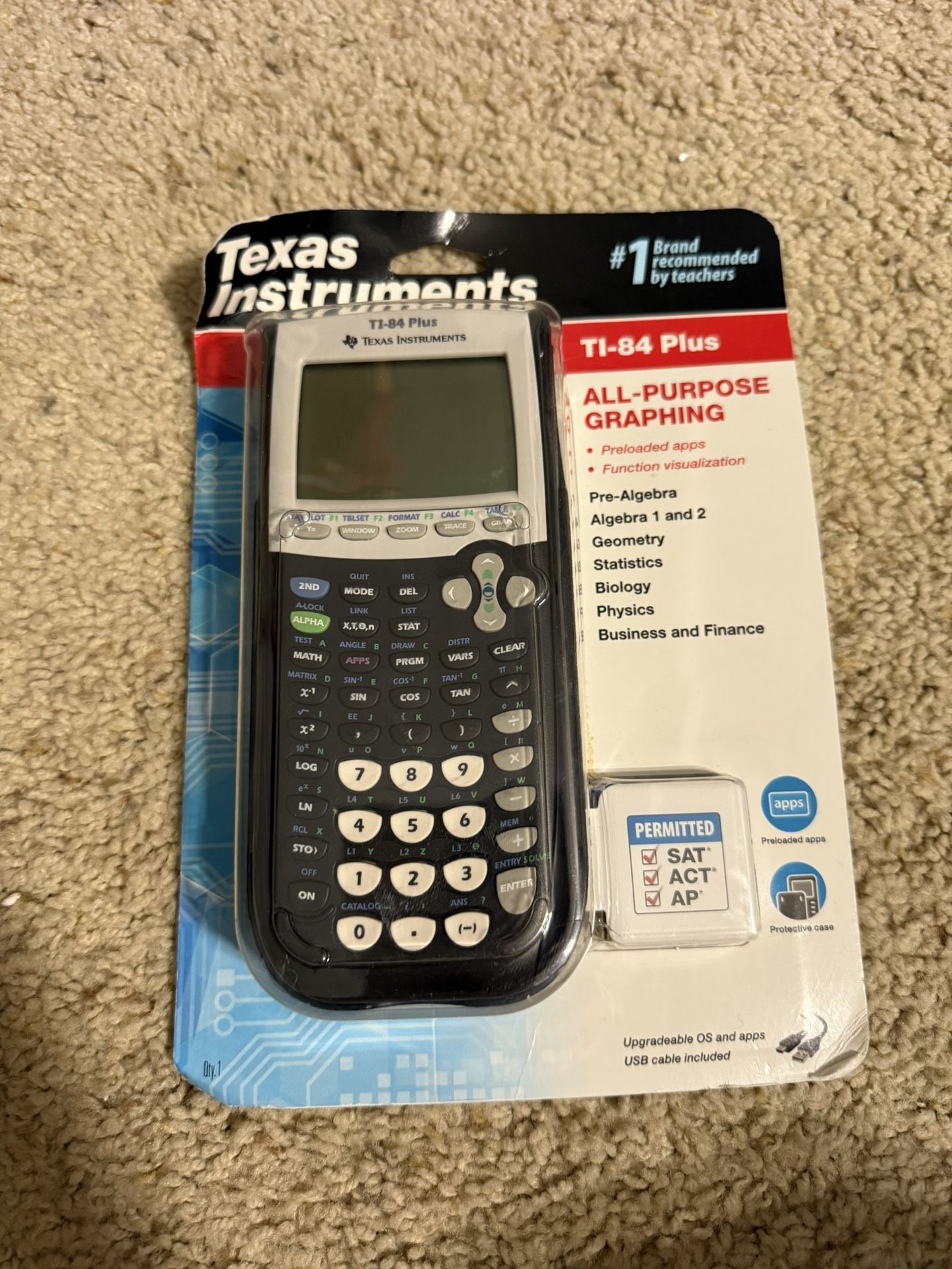 Texas Instruments TI-84 Plus Black Graphing Calculator has Cable & Batteries NEW