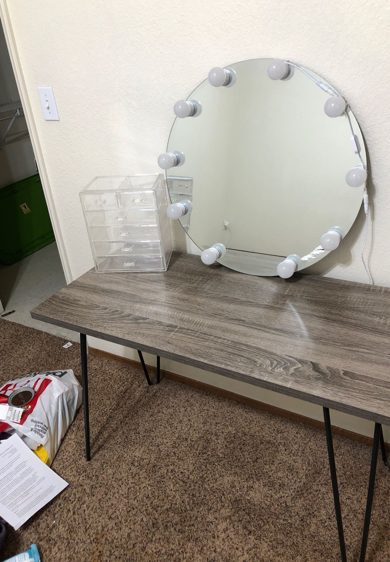 Mirror desk vanity combo