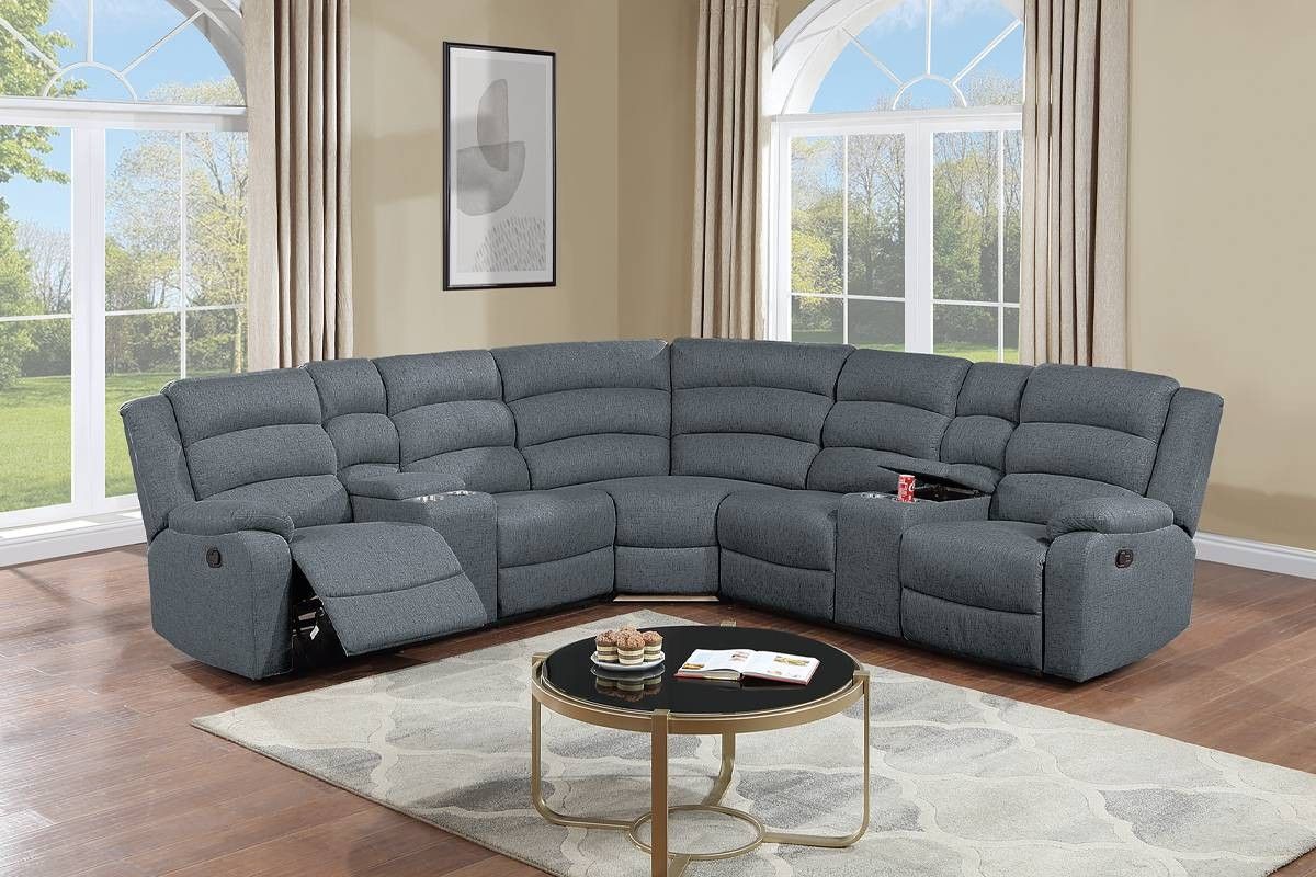 Brand New Dark Grey Reclining Sectional Sofa