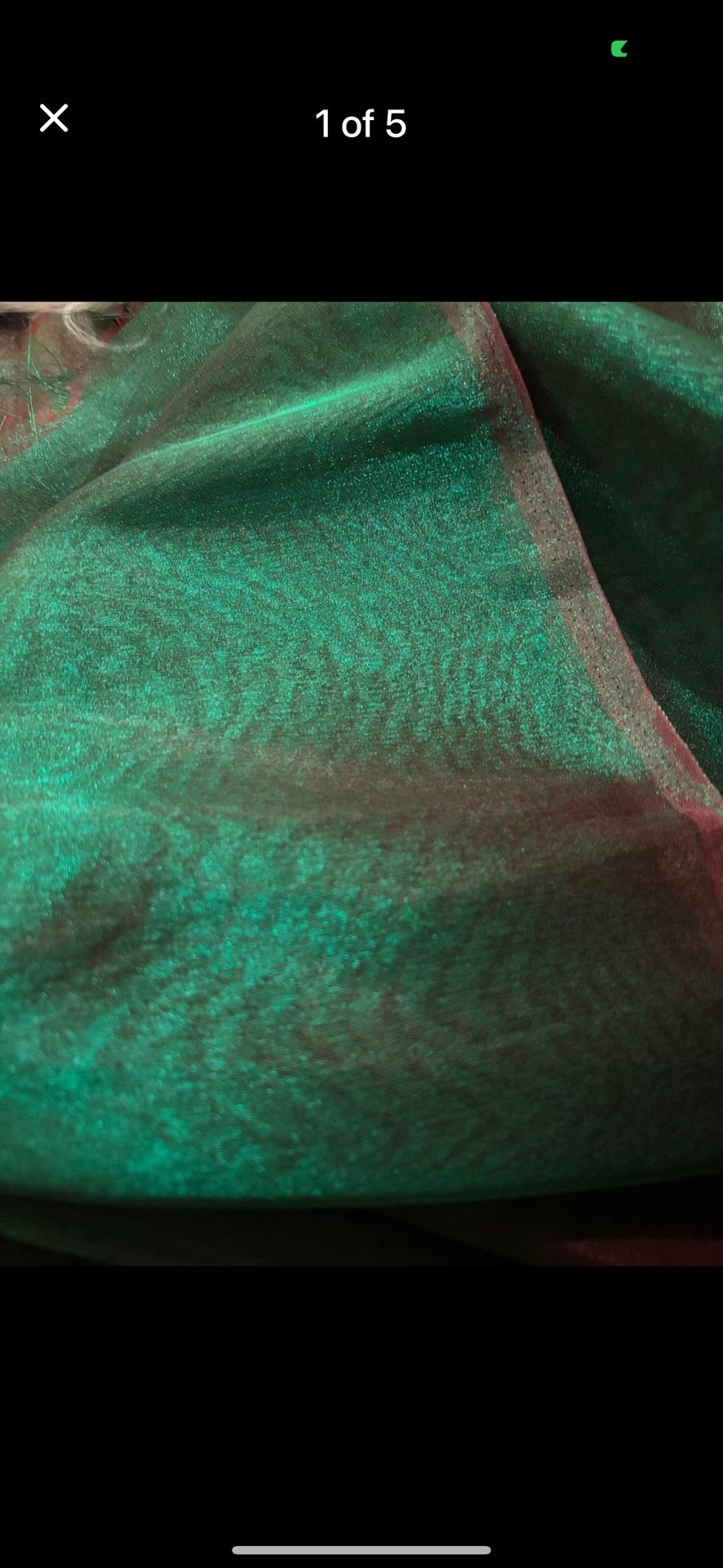 Fabric sheer iridescent emerald green organza sewing dressmaking gift wrap wedding party