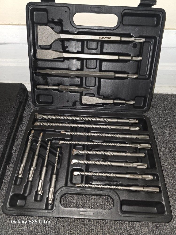 🧰 17pcs Heavy-Duty SDS Plus Drill & Chisel Bit Set – Professional Masonry Tool Kit– Free Gift 🎁 