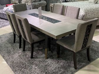 Mesa Hermosa Moderna Gris con 6 Sillas Combinadas - $0 Inicio - EnTrEgA De MiSmO DiA 🚚