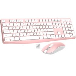 Wireless Keyboard and Mouse Combo, Lovaky 2.4G Full-Sized Ergonomic Keyboard Mouse, 3 DPI Adjustable Cordless USB Keyboard and Mouse, Quiet Click for 