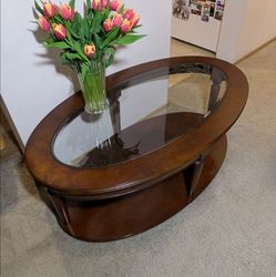 Coffee table wooden glass mid century modern