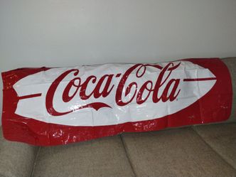 RARE Vintage Coca Cola Red White Surfboard Inflatable Pool Float NEW Collectible