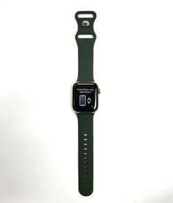 Apple Watch Series 6 (GPS + Cellular, 40mm) - Gold Stainless Steel Case with Dark Green Sport Band
