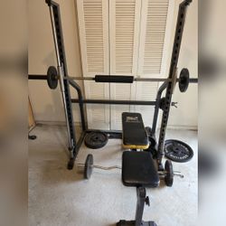 Home Strength Gym Equipment, Squat Rack Bench and Bars - Good