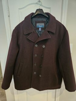 Men's Ruggedwear Wool Blend Peacoat 3XL Chocolate Brown Double Breasted