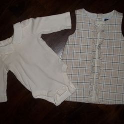 Janie & Jack Girls "Gift Shop" Dress & Baby Gap Shirt Outfit 3-6 Months