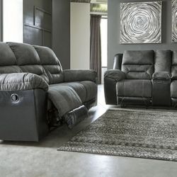 Earhart Slate Reclining Living Room Set

