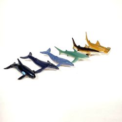 K & M Great White Shark, Dolphin Ocean Animals Little Rubber Toys (LOT OF 6)