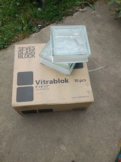 Seves glass block, box of 10. 8"x8"x3" never installed