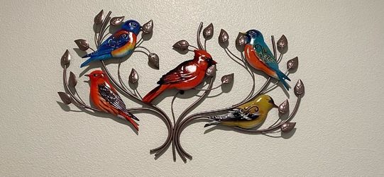 Colorful Metal Bird Wall Sculpture