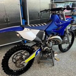 Blue and white Gas powered dirtbike