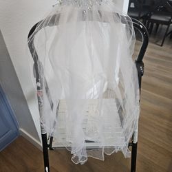 Girls Veil And Gloves - White