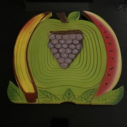 Wooden Apple Heart Collapsible Fruit Basket Vintage Red Hand Painted New NWOT