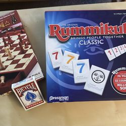 Board Games( Rummikub, Magnetic Chess, Cards)