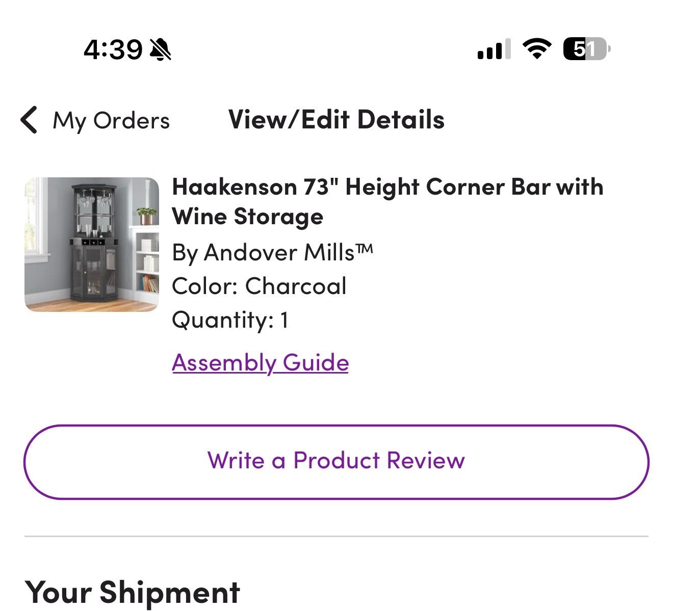 Corner Bar with wine storage