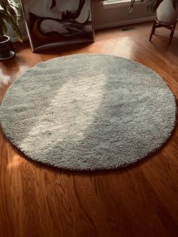 6x6 round , gray shag rug-like new!