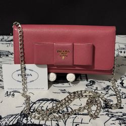 Prada Fuchsia Bow Wallet