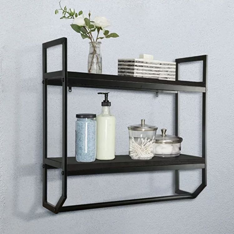 2-Tier Industrial Bathroom Shelves Wall Mounted, 24.8'' Industrial Metal