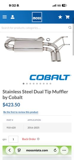 Brand new Cobalt Miata NA exhaust