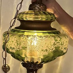 Vintage Mid-Century Green Hanging Lamp.