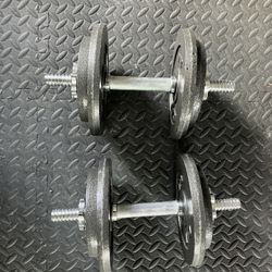 Pair Of 30 Pound Adjustable Dumbells