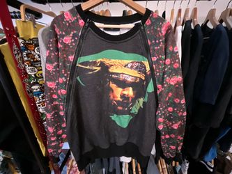 Givenchy SS14 Minotaur Graphic Sweatshirt Rose Print Sleeves Black Designer Pullover Size M