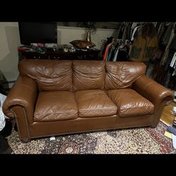 Leather Couch/ Pull Out Bed