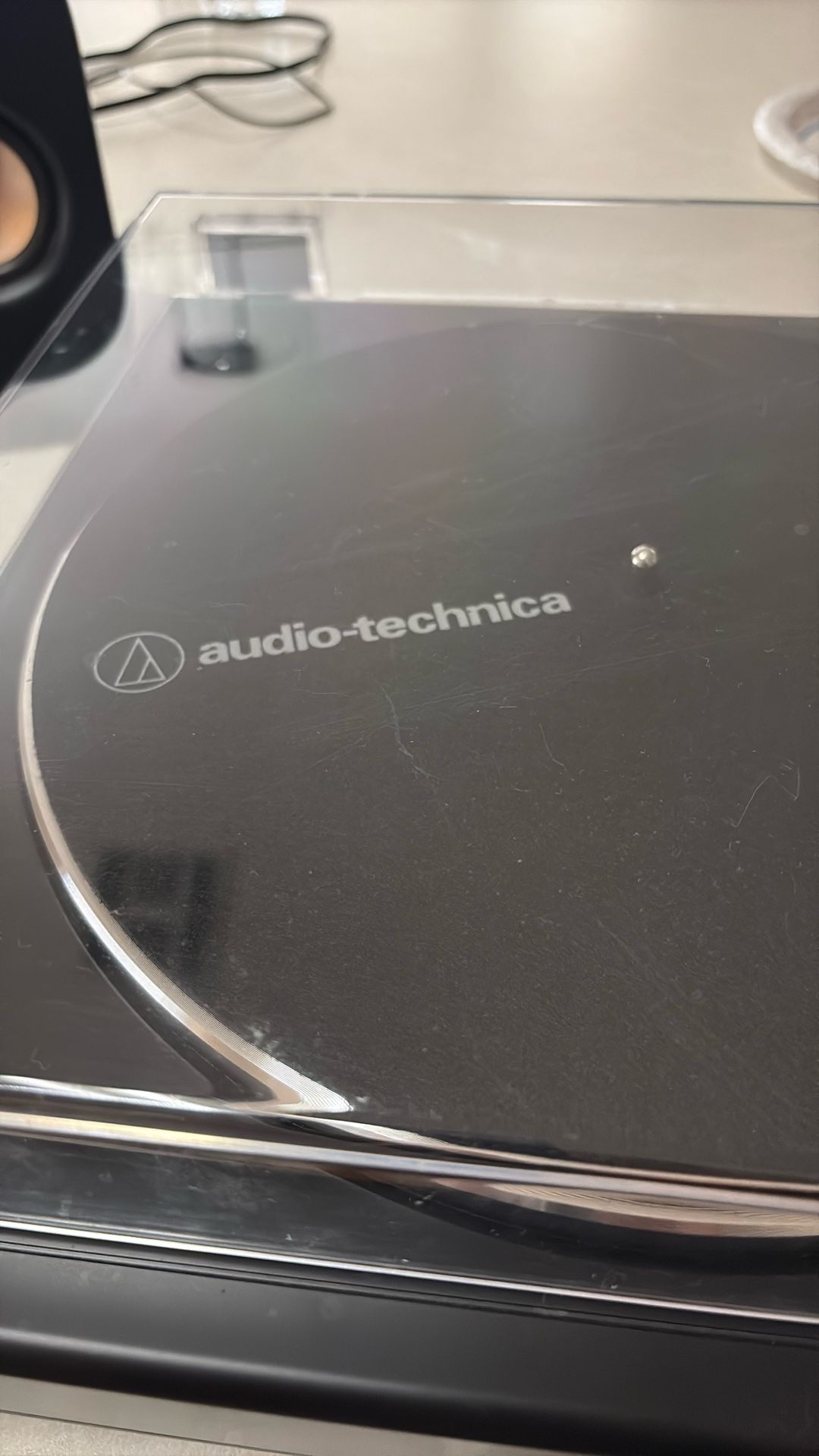 Record Player Audio Technica lp60x With albums and Speakers